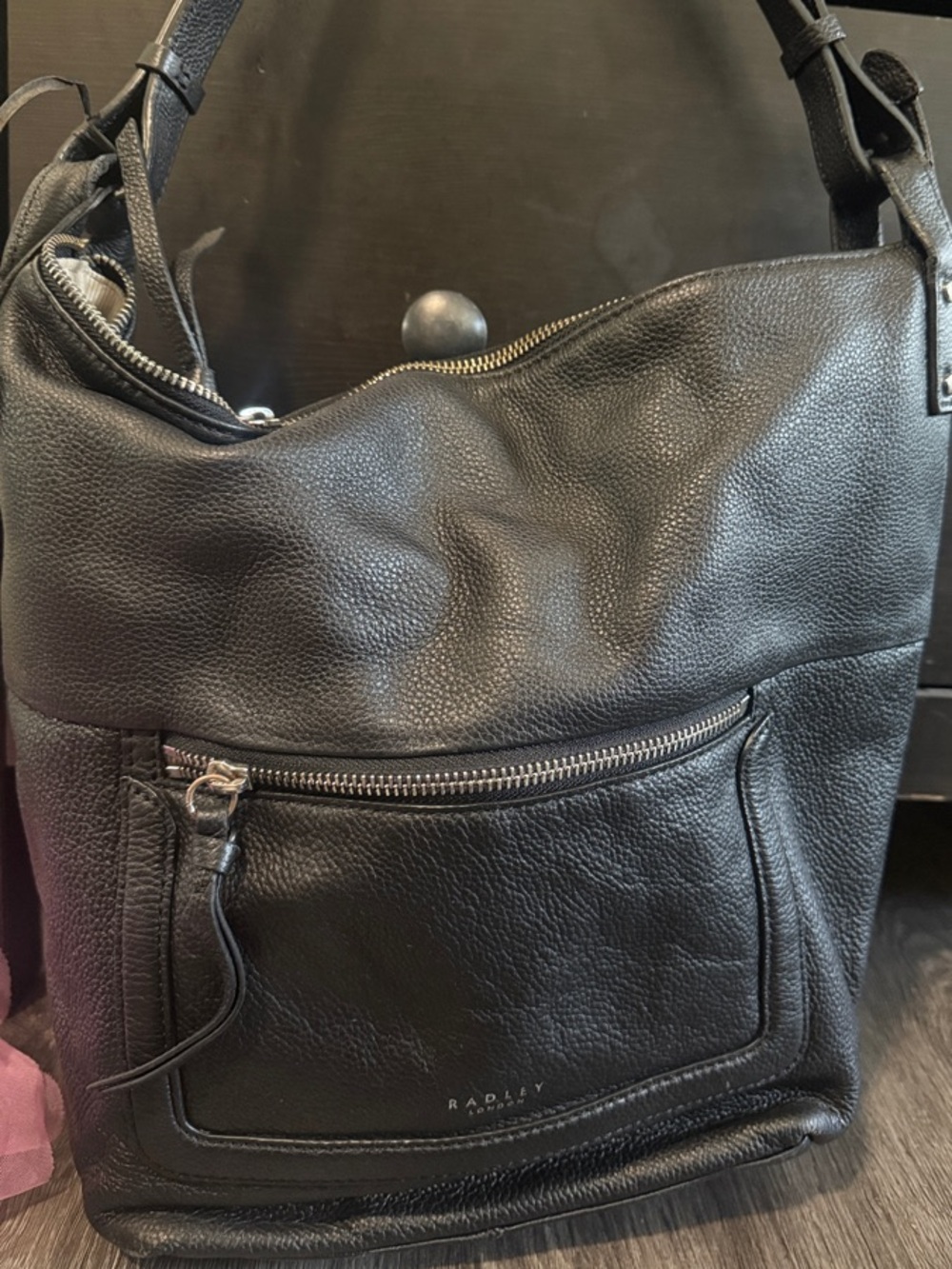 RADLEY LONDON Black Pebbled Leather Shoulder Bag